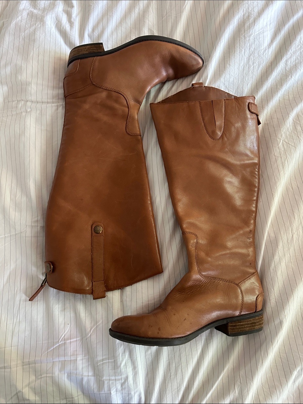 Sam Edelman Tall Leather Riding Boots - Cognac Brown - 8